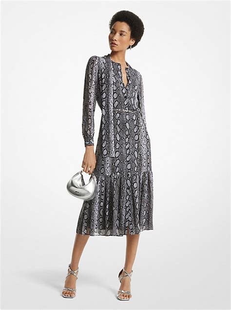 michael kors georgette|Snake Georgette Smocked Dress .